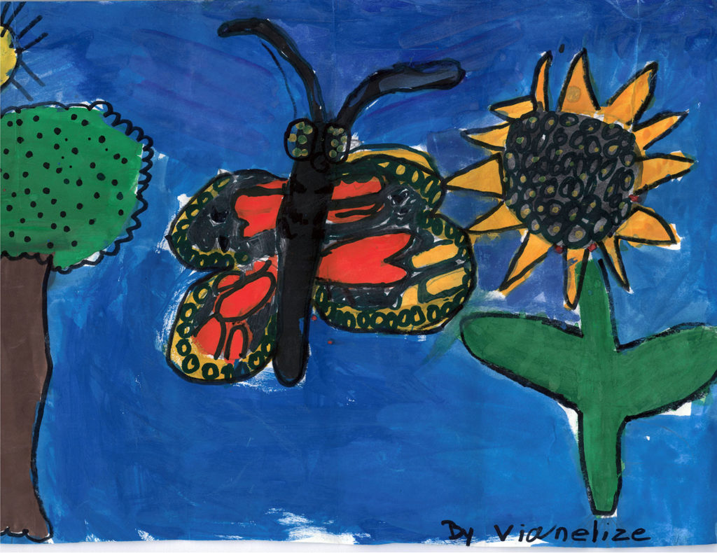 Monarch drawn by young student volunteer